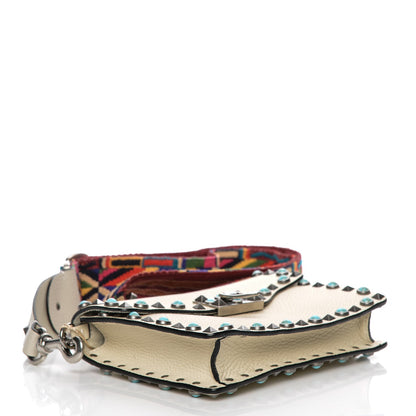 Valentino Garavani Grained Calfskin Small Guitar Strap Rockstud Rolling Shoulder Flap Bag Light Ivory 4 of 7