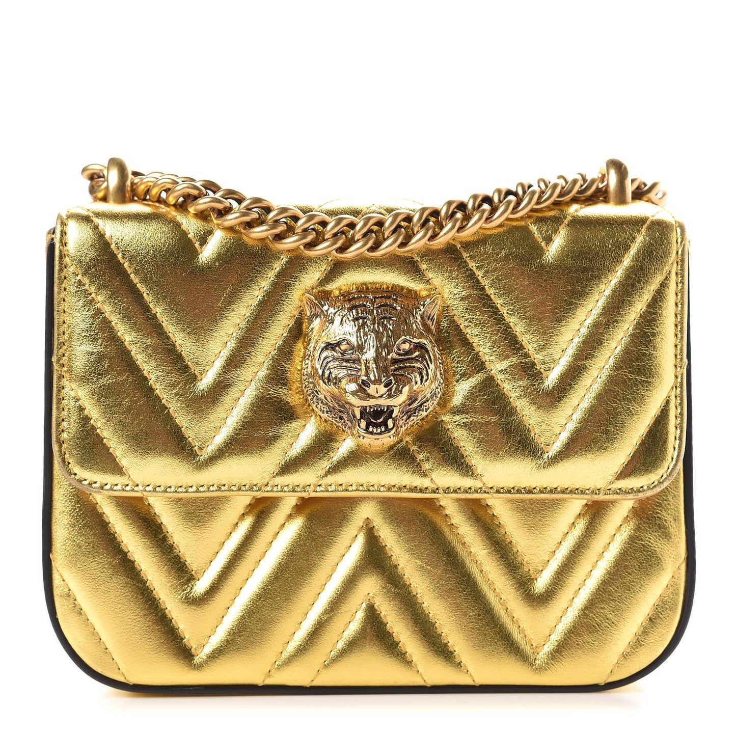 Metallic Nappa Matelasse Broadway Shoulder Bag Gold