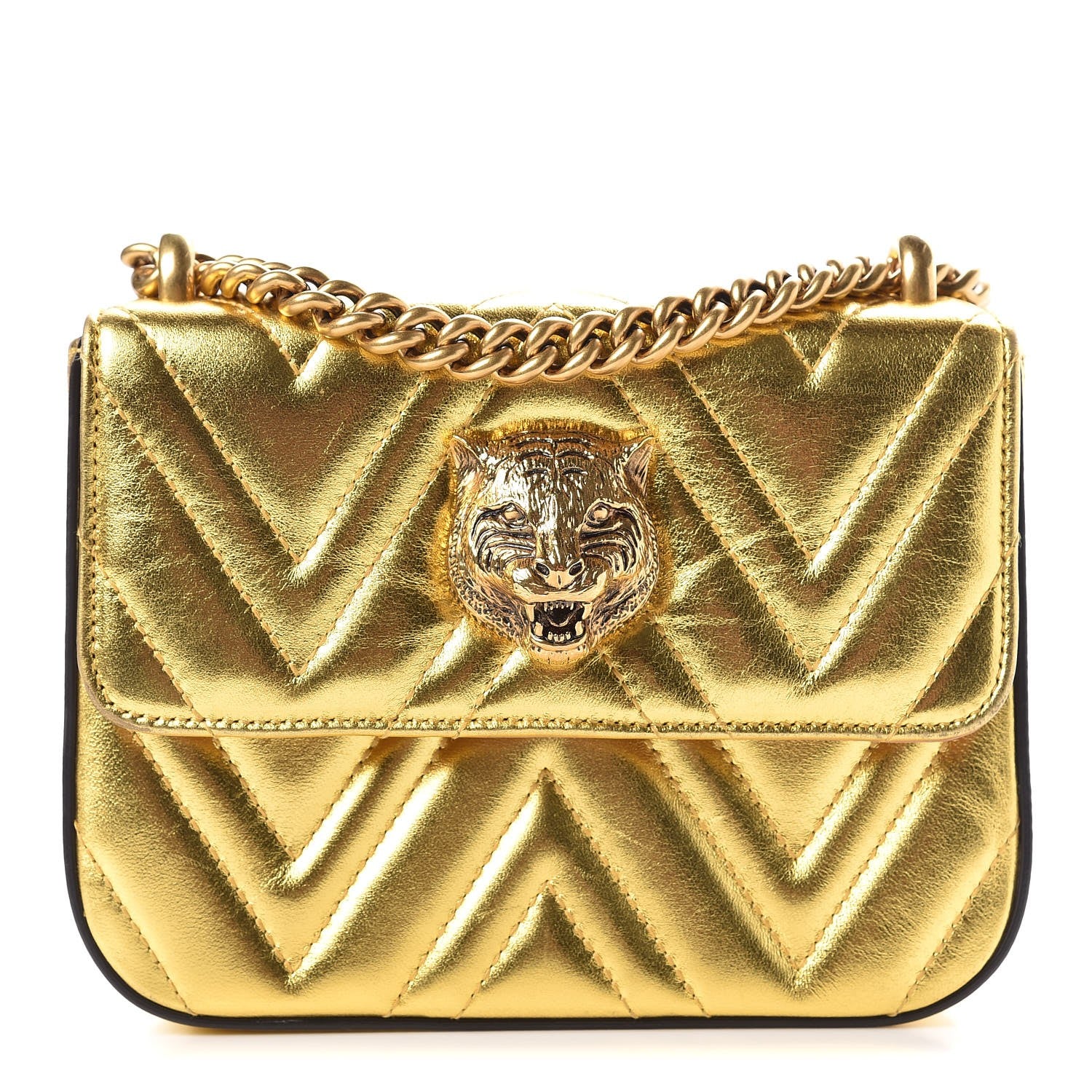 Gucci Metallic Nappa Matelasse Broadway Shoulder Bag Gold 1 of 17