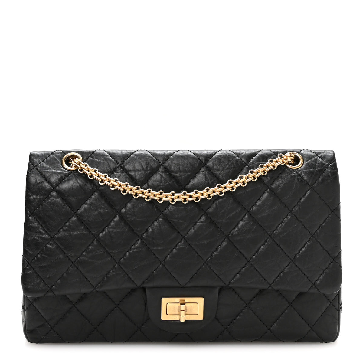 Aged Calfskin Quilted 2.55 Reissue 227 Flap Black