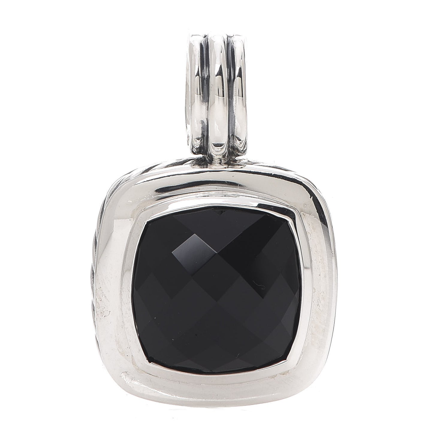 Sterling Silver Black Onyx 14mm Albion Enhancer Pendant