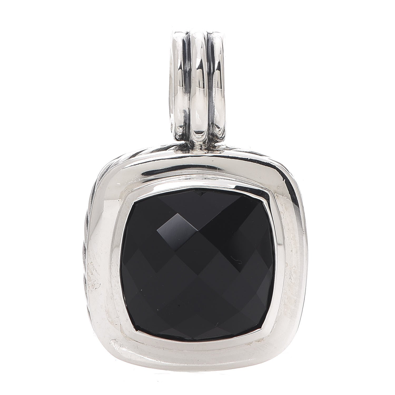 David Yurman Sterling Silver Black Onyx 14mm Albion Enhancer Pendant 1 of 3