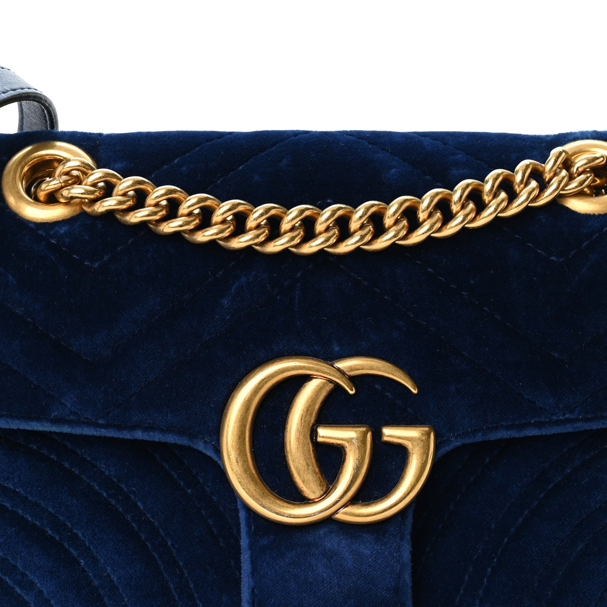 Velvet Matelasse Mini GG Marmont Shoulder Bag Cobalt Blue