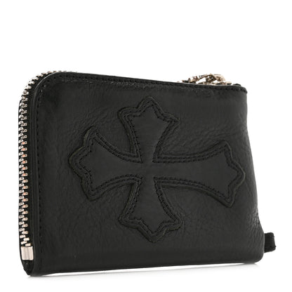 Chrome Hearts Heavy Weight Calfskin Cross Patch Zip Card Holder Wallet Black 3 of 6