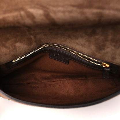 Gucci Suede Talco New Roxy Calfskin Blondie Chain Shoulder Flap Bag River Brown 5 of 10