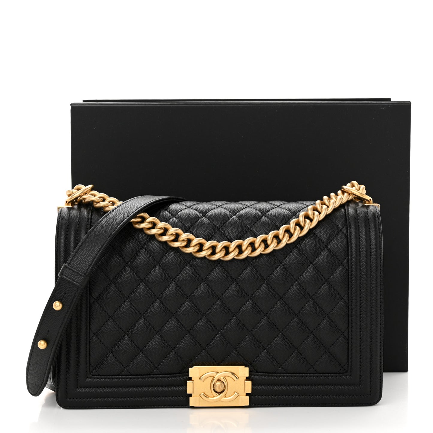 Calfskin Quilted New Medium Boy Flap Black