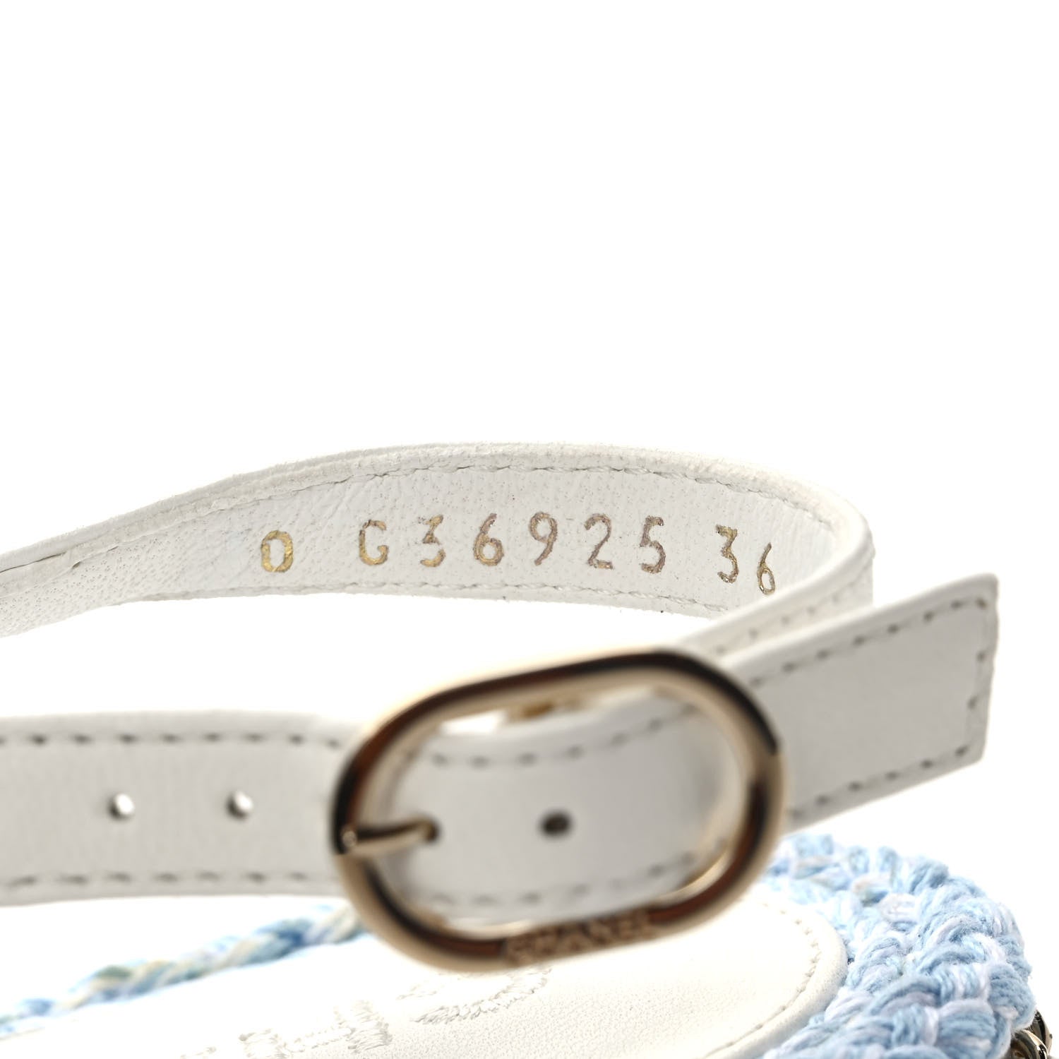 Chanel Lambskin Cord Chain CC Sandals 36 Blue White 8 of 9