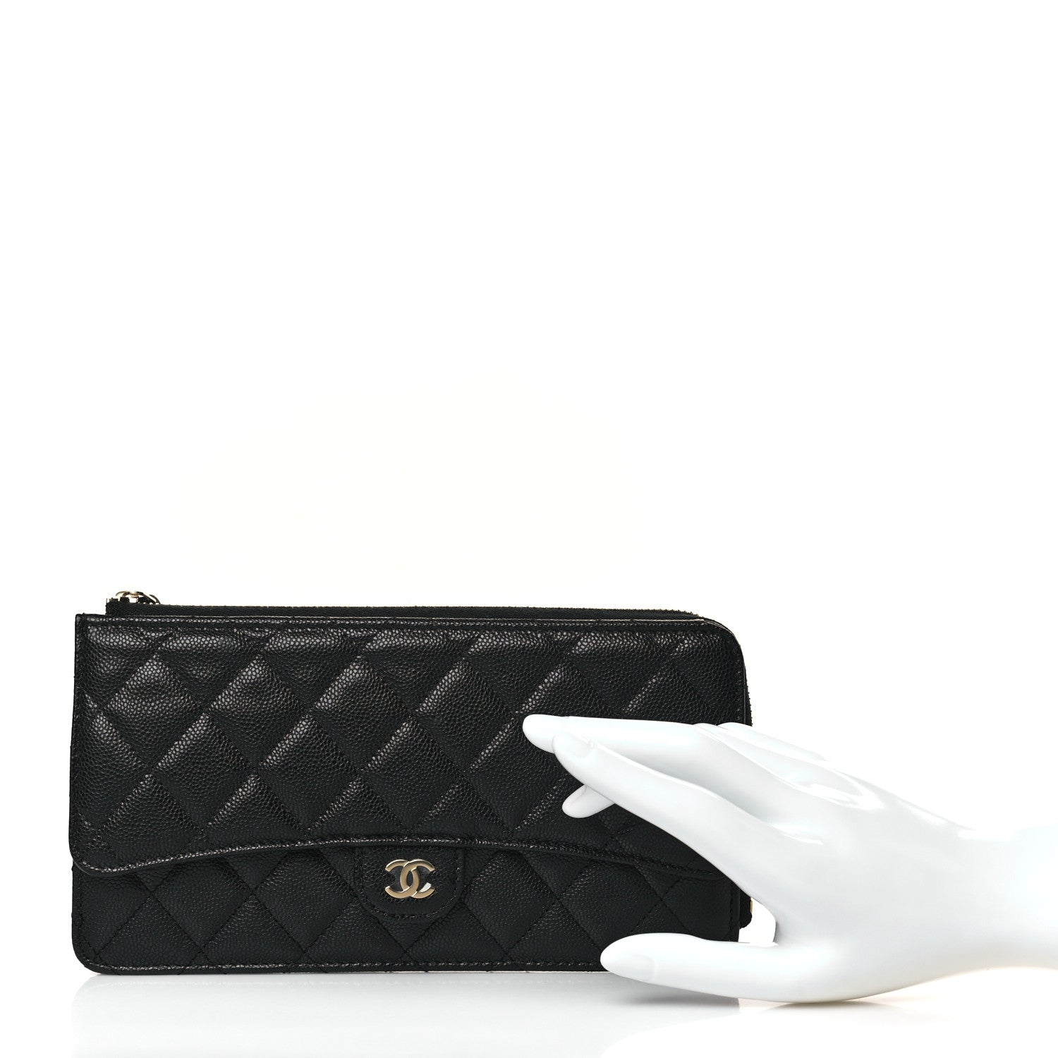 Chanel Caviar Quilted Flap Zip Pouch Black 2 of 11