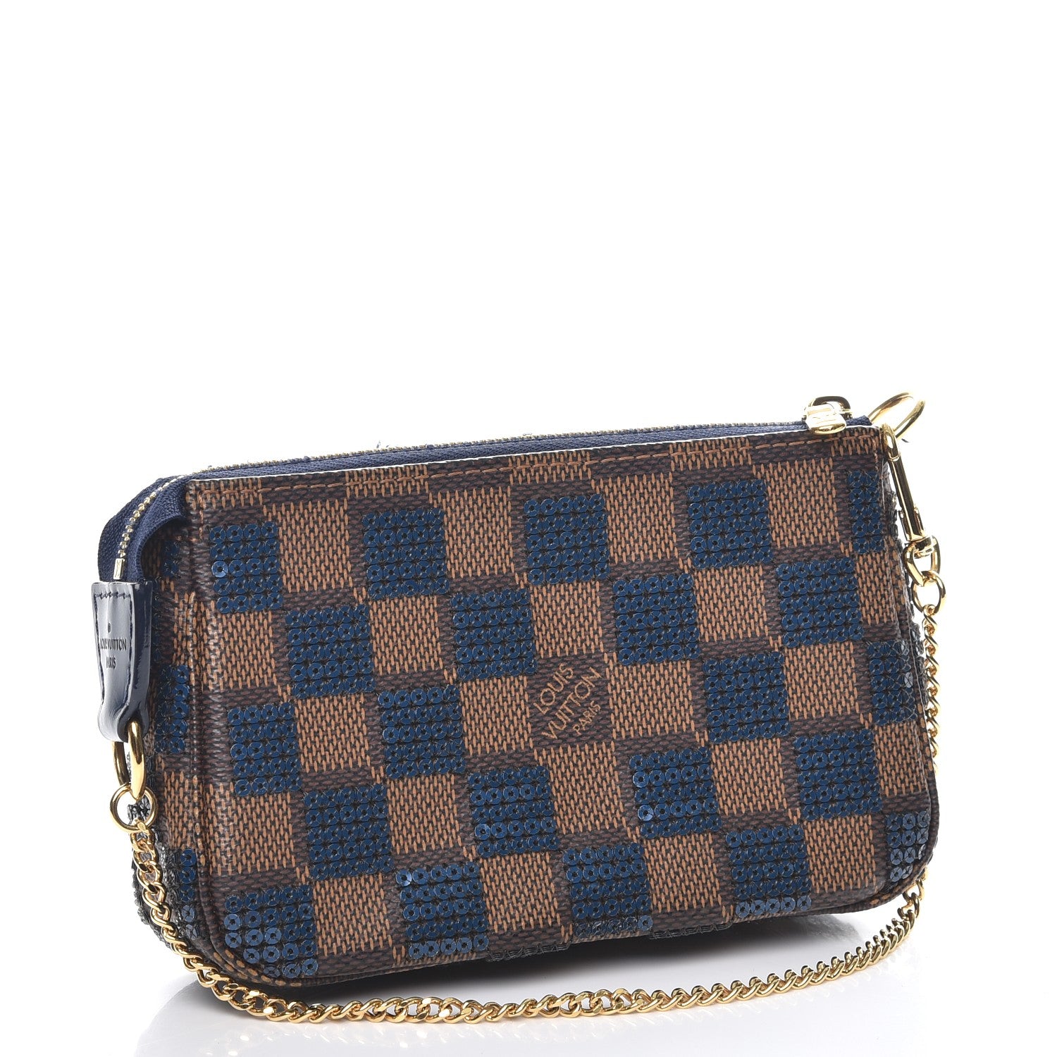 Louis Vuitton Damier Paillettes Mini Pochette Accessories Blue 3 of 11