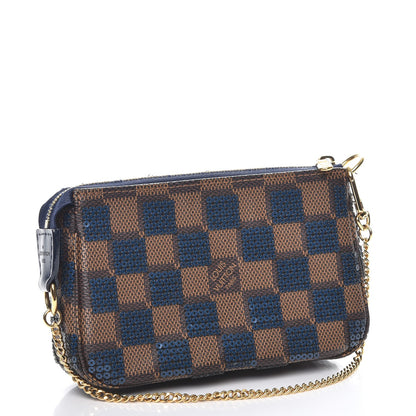Louis Vuitton Damier Paillettes Mini Pochette Accessories Blue 3 of 11