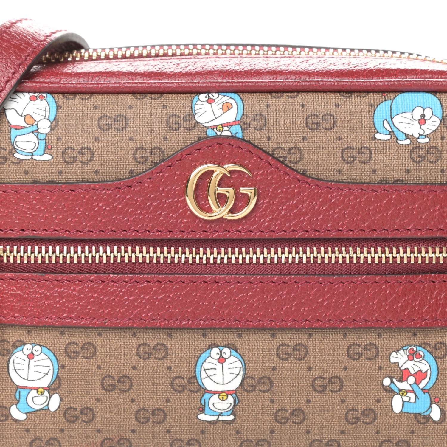 Gucci X DORAEMON Mini Vintage GG Supreme Monogram Camera Bag Beige Cherry Red 9 of 12