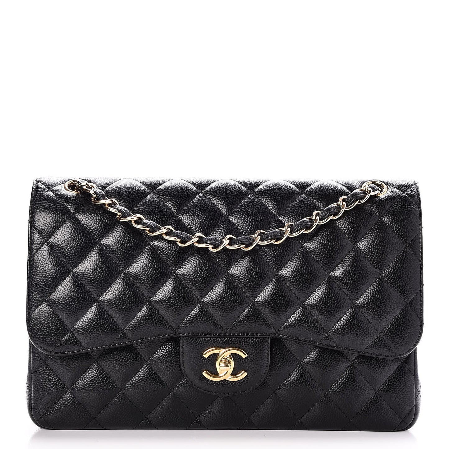 Caviar Quilted Jumbo Double Flap Black