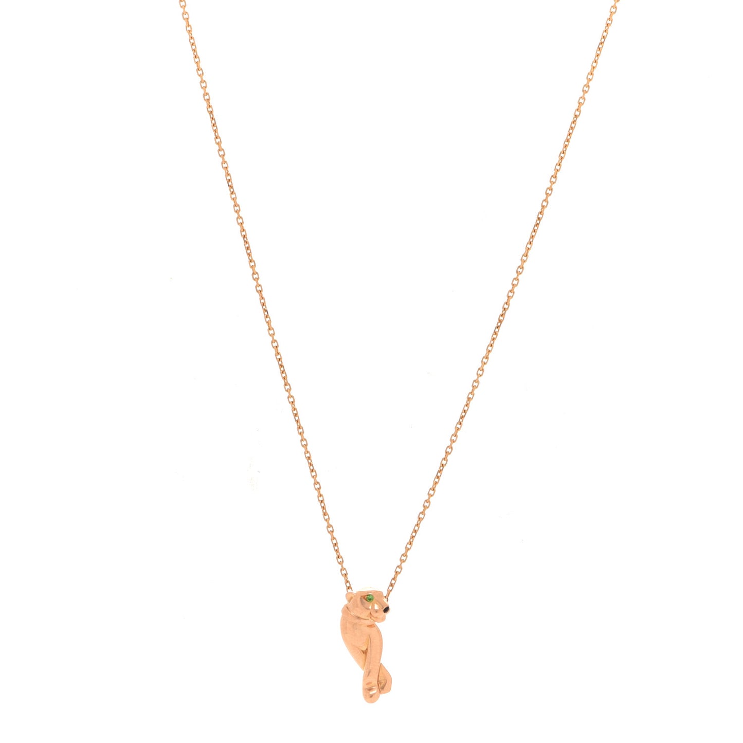 18K Pink Gold Tsavorite Black Lacquer Panthère De Cartier Pendant Necklace