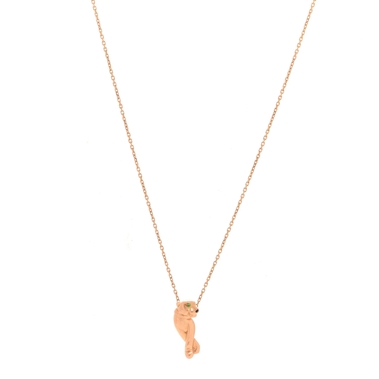 Cartier 18K Pink Gold Tsavorite Black Lacquer Panthère De Cartier Pendant Necklace 1 of 5