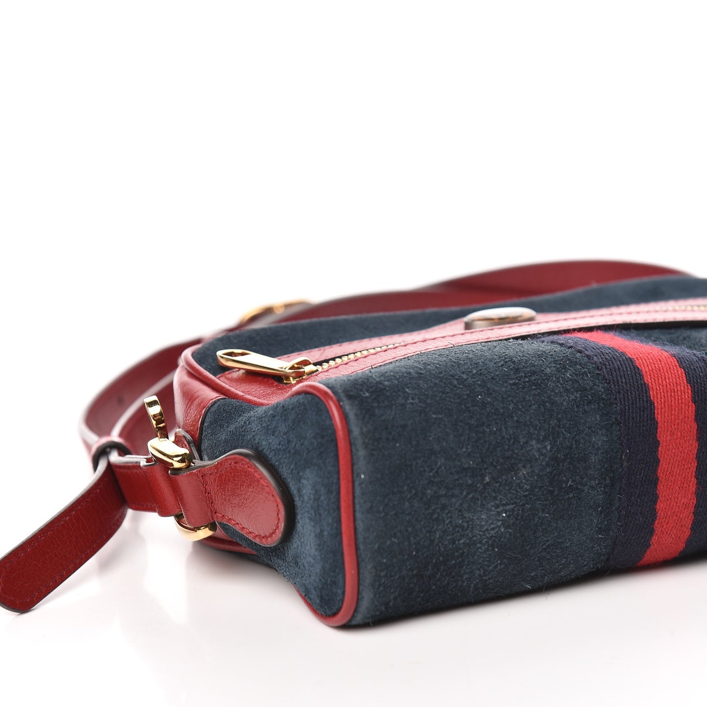 Suede Calfskin Web Mini Ophidia Shoulder Bag New Blue Romantic Cherry