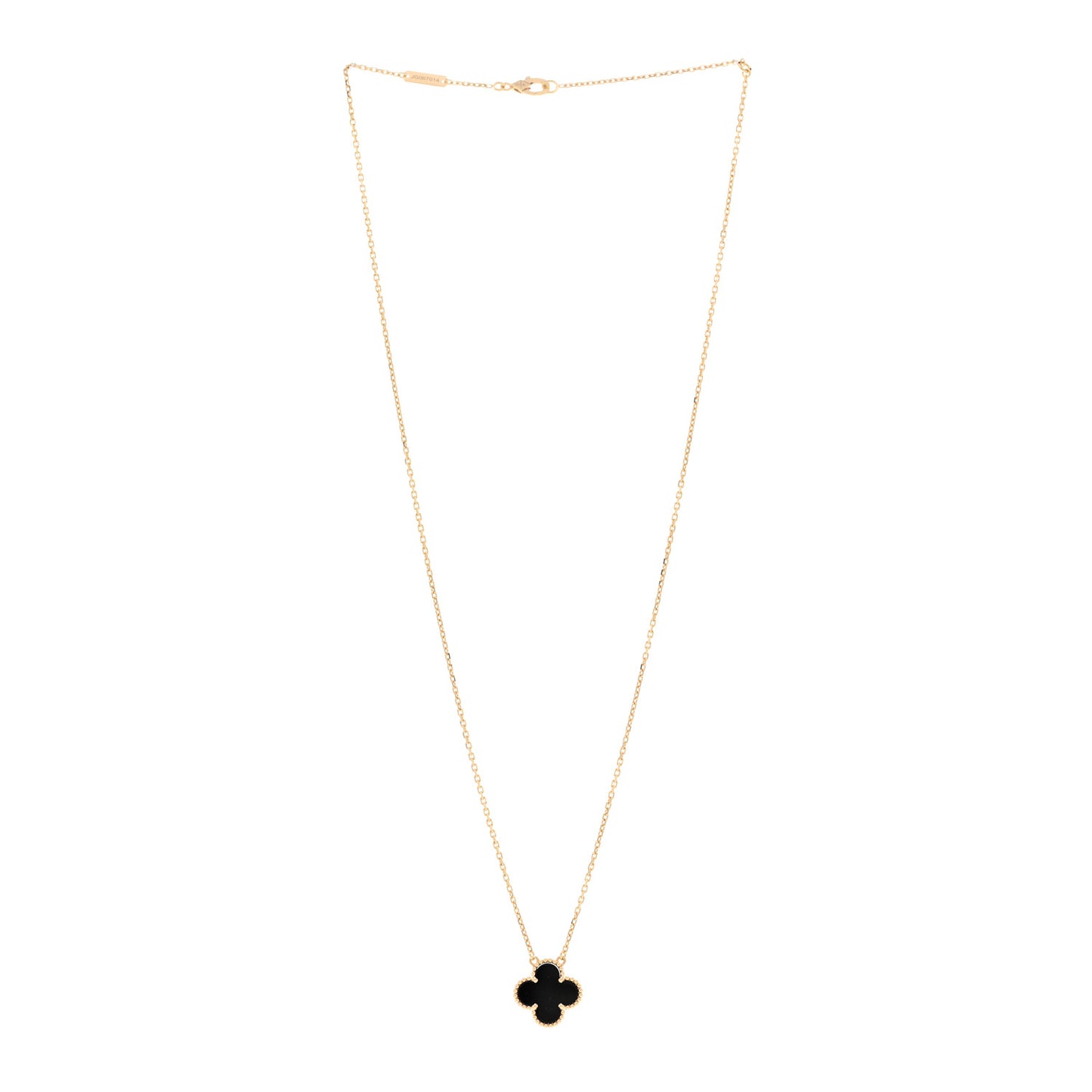18K Yellow Gold Black Onyx Vintage Alhambra Pendant Necklace