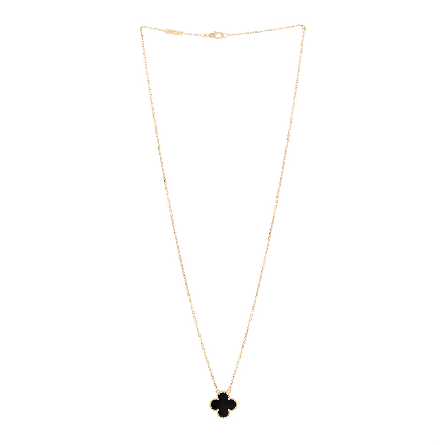 Van Cleef & Arpels 18K Yellow Gold Black Onyx Vintage Alhambra Pendant Necklace 3 of 6
