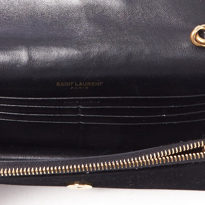 Saint Laurent Velvet Crystal Embellished Monogram Kate Chain Wallet Black 4 of 9