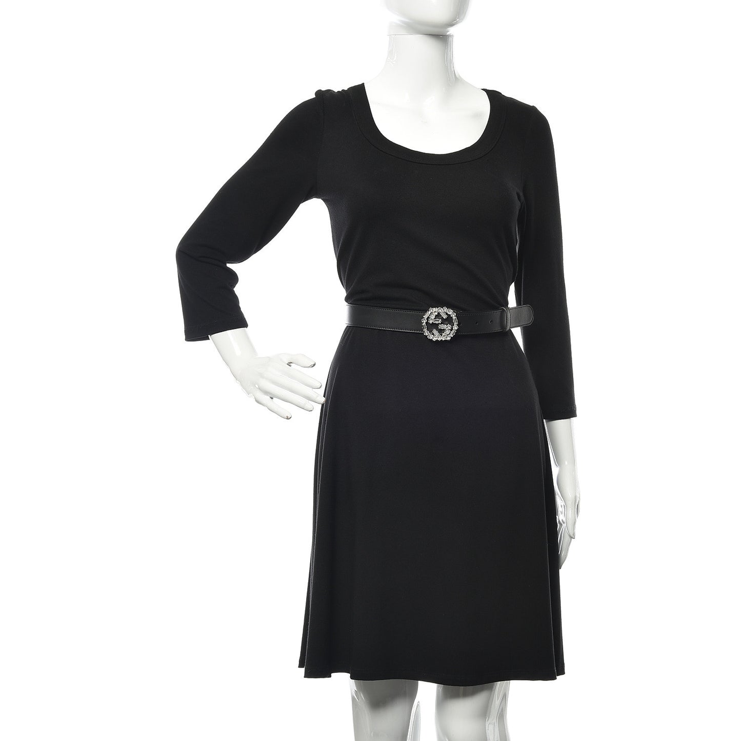 Calfskin Crystal Interlocking G Belt 100 40 Black