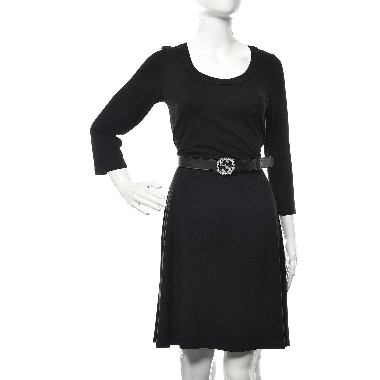 Gucci Calfskin Crystal Interlocking G Belt 100 40 Black 2 of 6