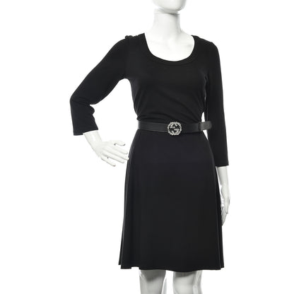 Gucci Calfskin Crystal Interlocking G Belt 100 40 Black 2 of 6