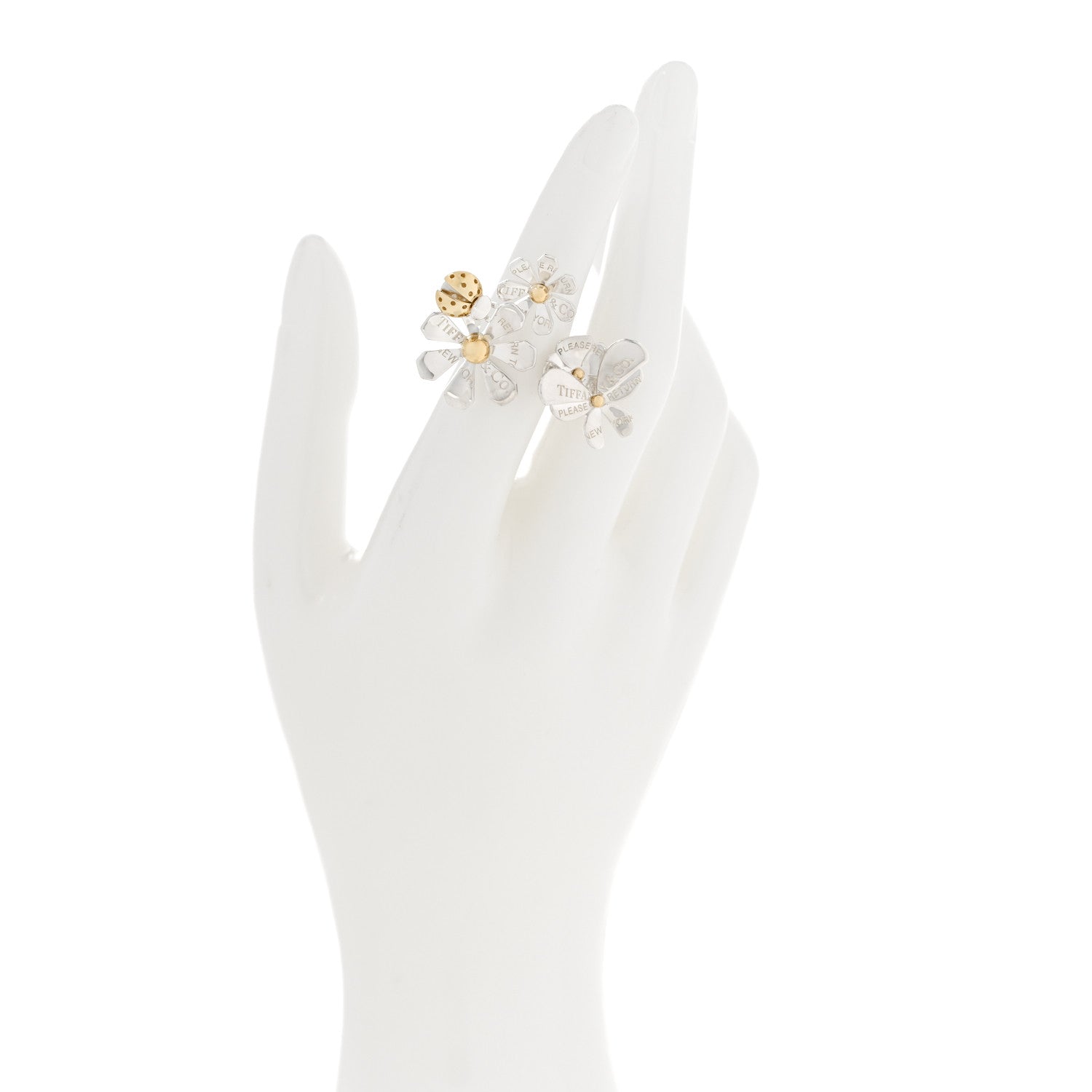 Tiffany Sterling Silver 18K Yellow Gold Return to Tiffany Love Bugs Ring 49 5 2 of 6