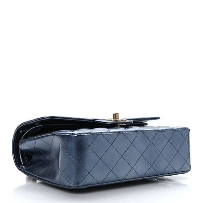 Chanel Metallic Lambskin Quilted Small Double Flap Blue 4 of 9