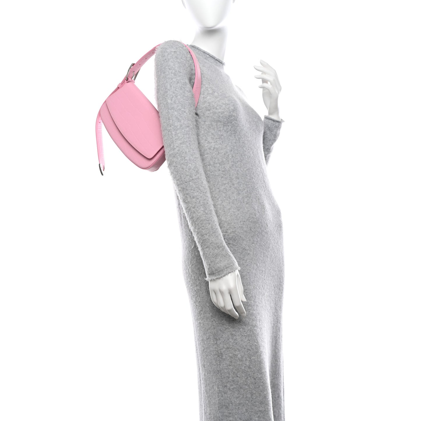 Shiny Calfskin Crocodile Embossed Ghost Sling Bag Pink