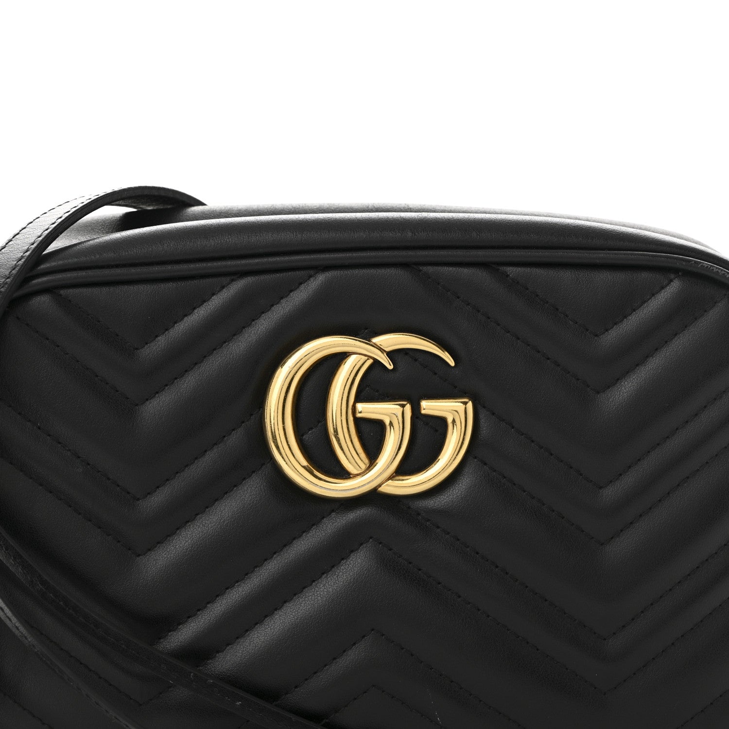 Gucci Calfskin Matelasse Small GG Marmont Chain Shoulder Bag Black 8 of 12