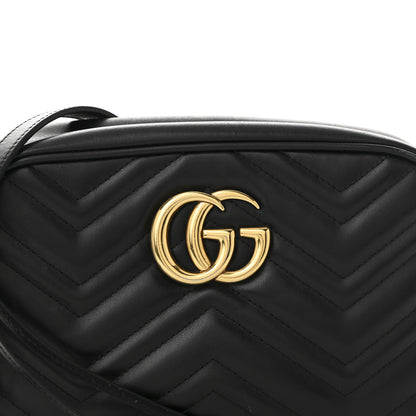 Gucci Calfskin Matelasse Small GG Marmont Chain Shoulder Bag Black 8 of 12