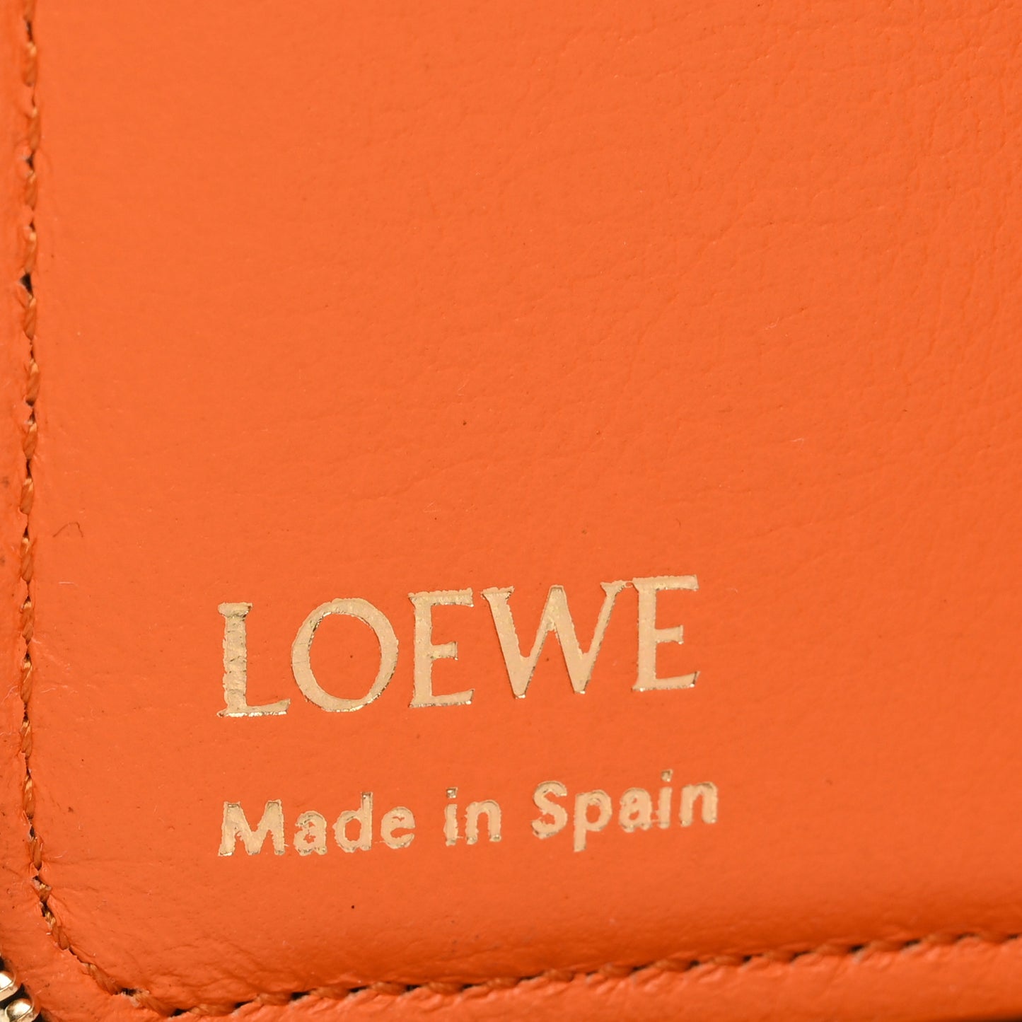 Calfskin Compact Knot Zip Around Wallet Black Bright Orange