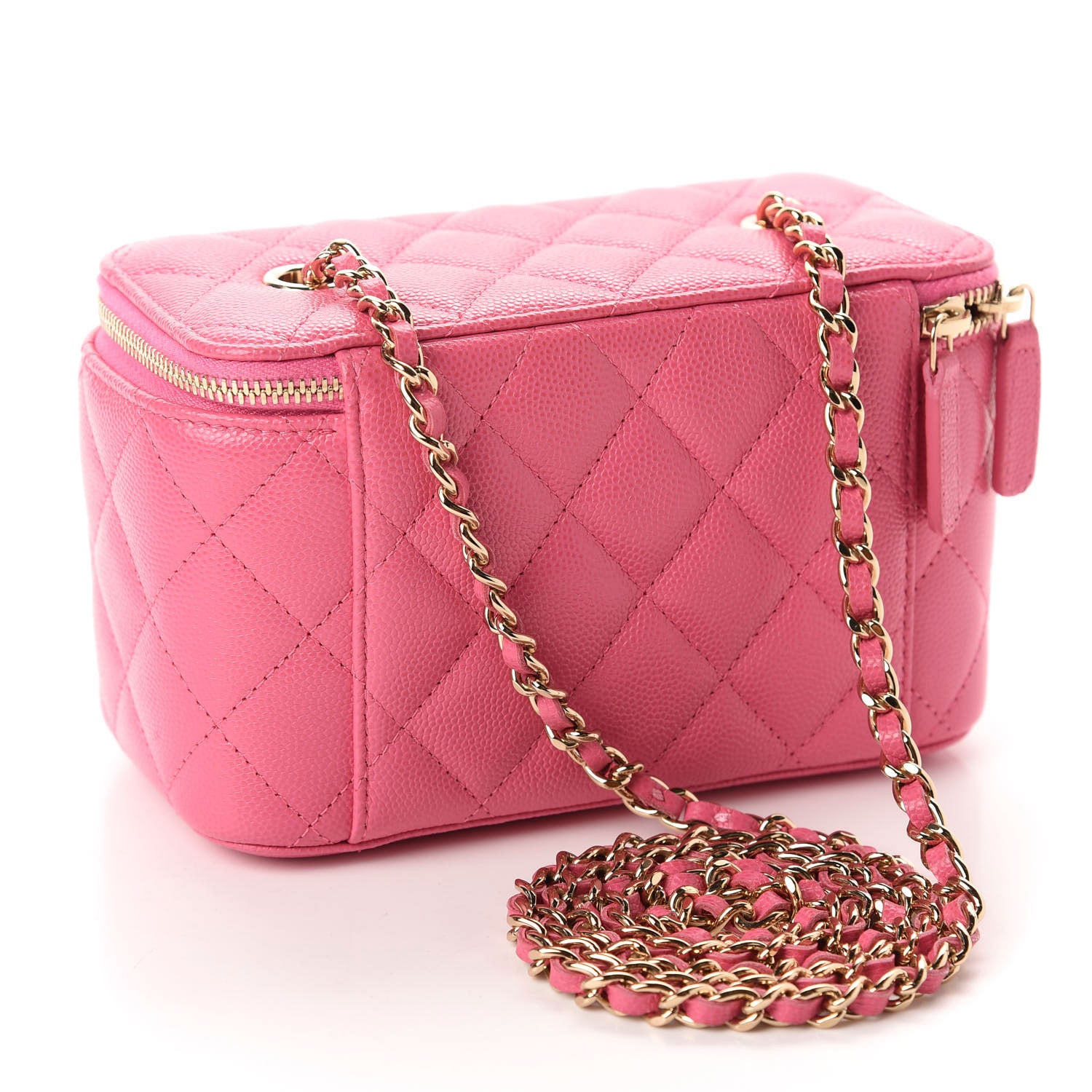 Chanel Caviar Quilted Small Vanity Case With Chain Pink 3 of 10