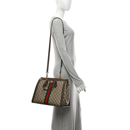 Gucci GG Supreme Monogram Web Medium Ophidia Tote Bag Brown 2 of 12