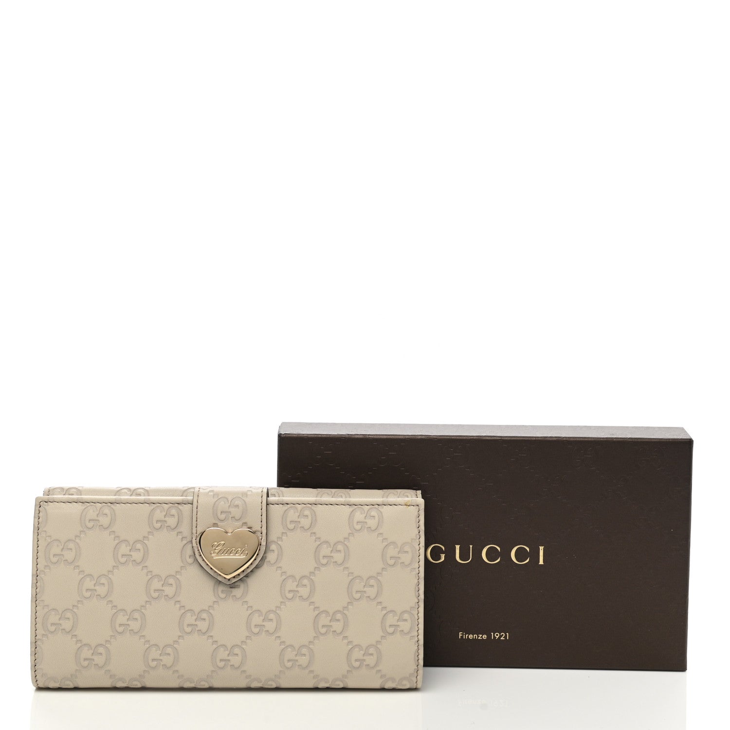 Gucci Guccissima Heart Continental Wallet Off White 10 of 10