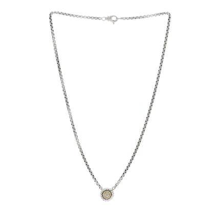David Yurman Sterling Silver 18K Yellow Gold Diamond 12mm Pave Cookie Necklace 3 of 5