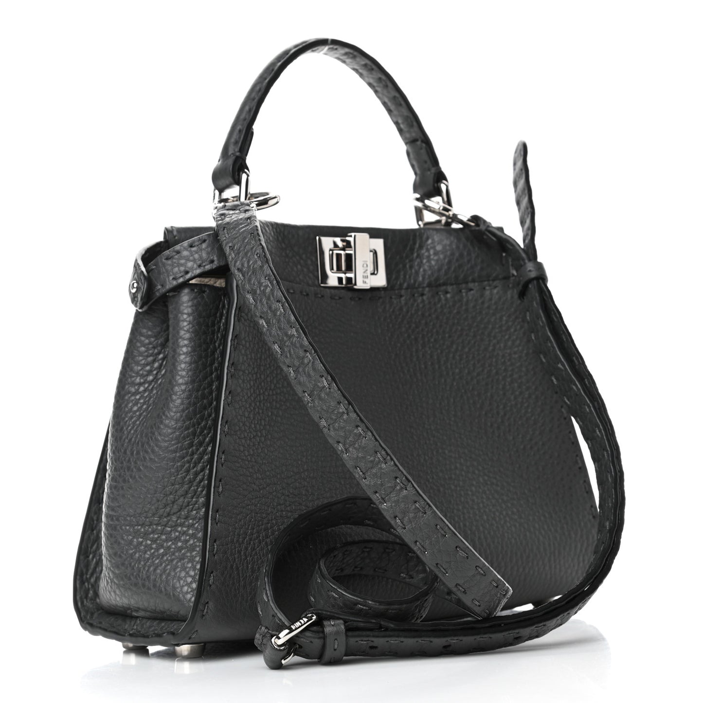 Cuoio Romano Selleria Bi-Color Mini Peekaboo Iconic Satchel Asfalto Latte