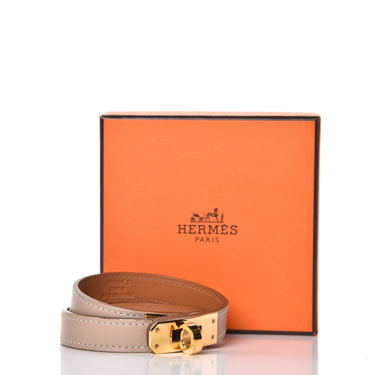 Hermes Tadelakt Kelly Double Tour Bracelet M Argile 8 of 8