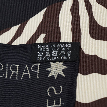 Hermes Silk Twill Zebra Pegasus Scarf 90 Noir Bronze Marron 6 of 7