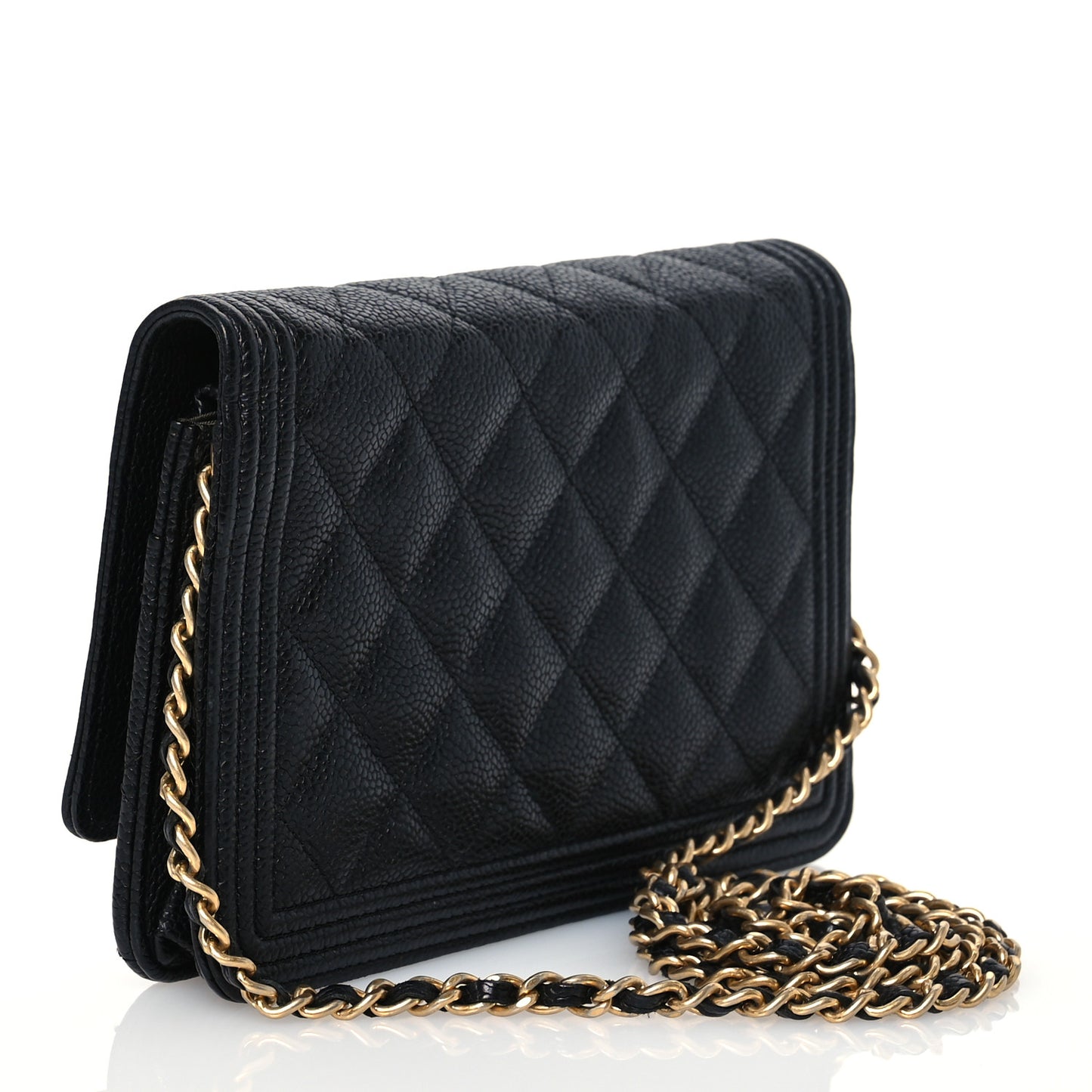 Caviar Quilted Boy Wallet On Chain WOC Black