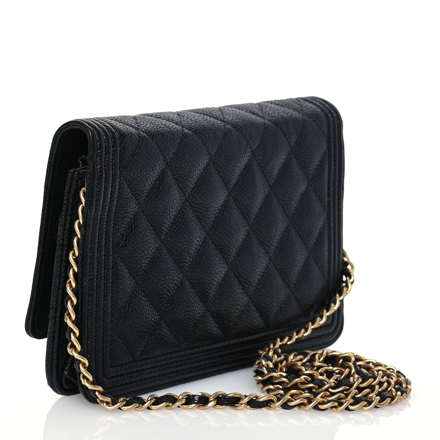 Chanel Caviar Quilted Boy Wallet On Chain WOC Black 3 of 18