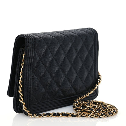 Chanel Caviar Quilted Boy Wallet On Chain WOC Black 3 of 18