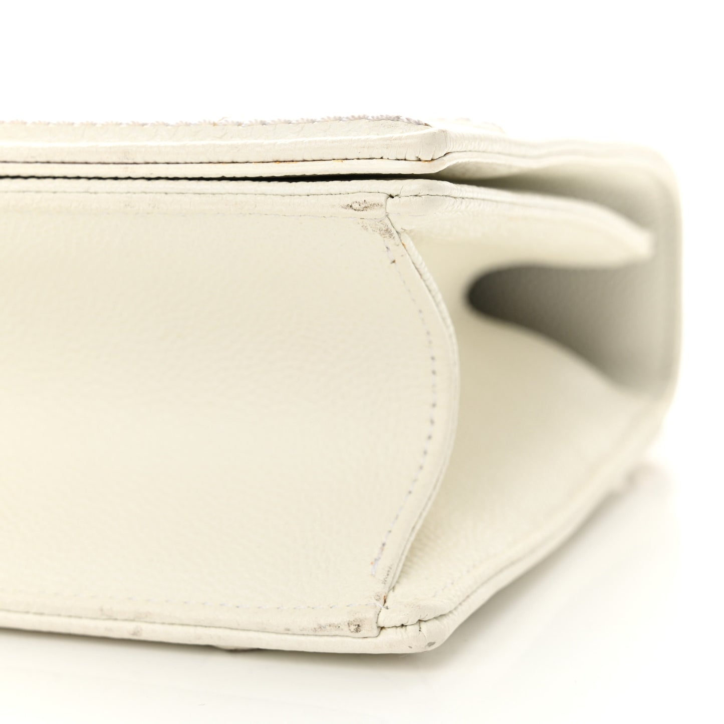 Grained Calfskin Perforated Diorama Flap Bag Latte