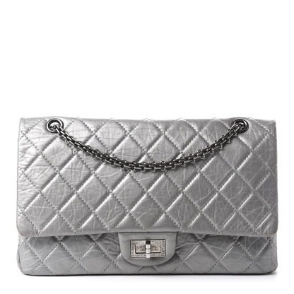 Chanel Metallic Aged Calfskin Quilted 2.55 Reissue 227 Flap Argent Fonce 1 of 23