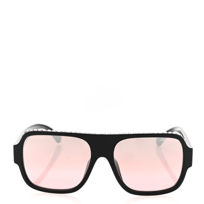 Chanel Acetate Crystal CC Shield Sunglasses 71431A Black 2 of 7