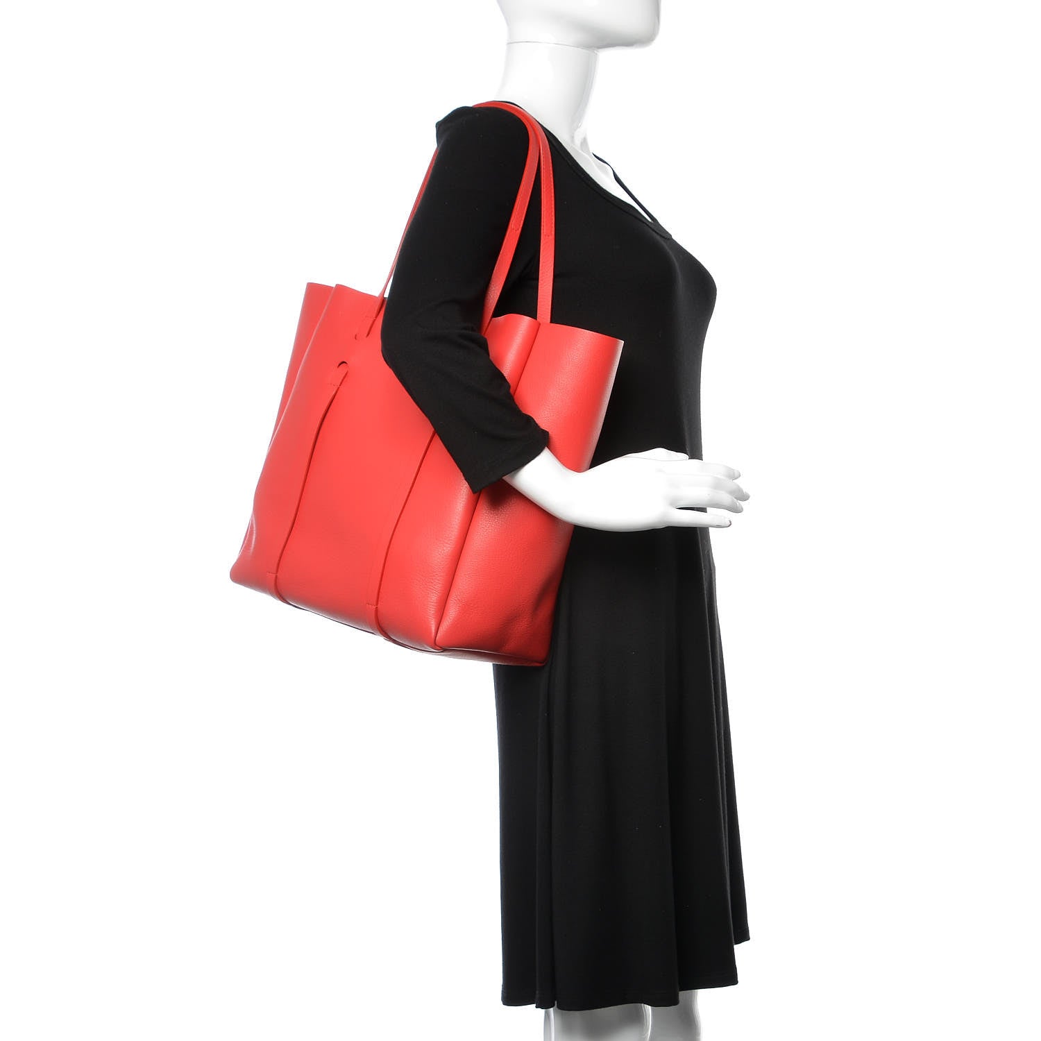 Balenciaga Veau Baltimore Double Sided Small Everyday Tote Rouge Vermeil Black 2 of 10