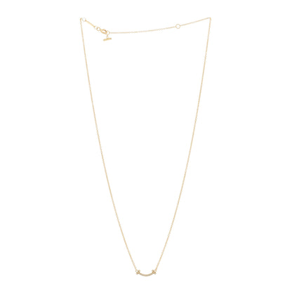 Tiffany 18K Yellow Gold Diamond Mini T Smile Pendant Necklace 2 of 5