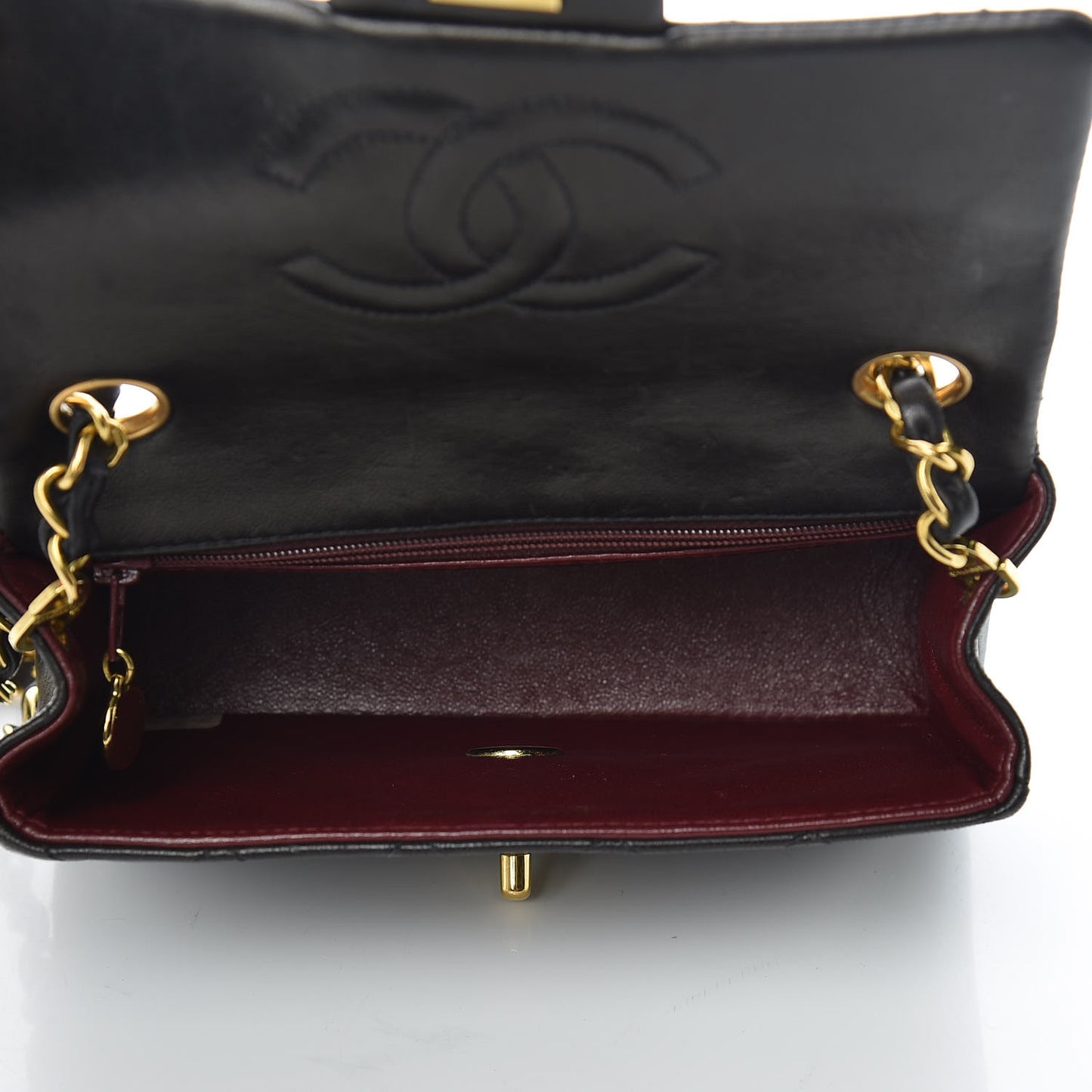 Lambskin Quilted Mini Square Flap Black