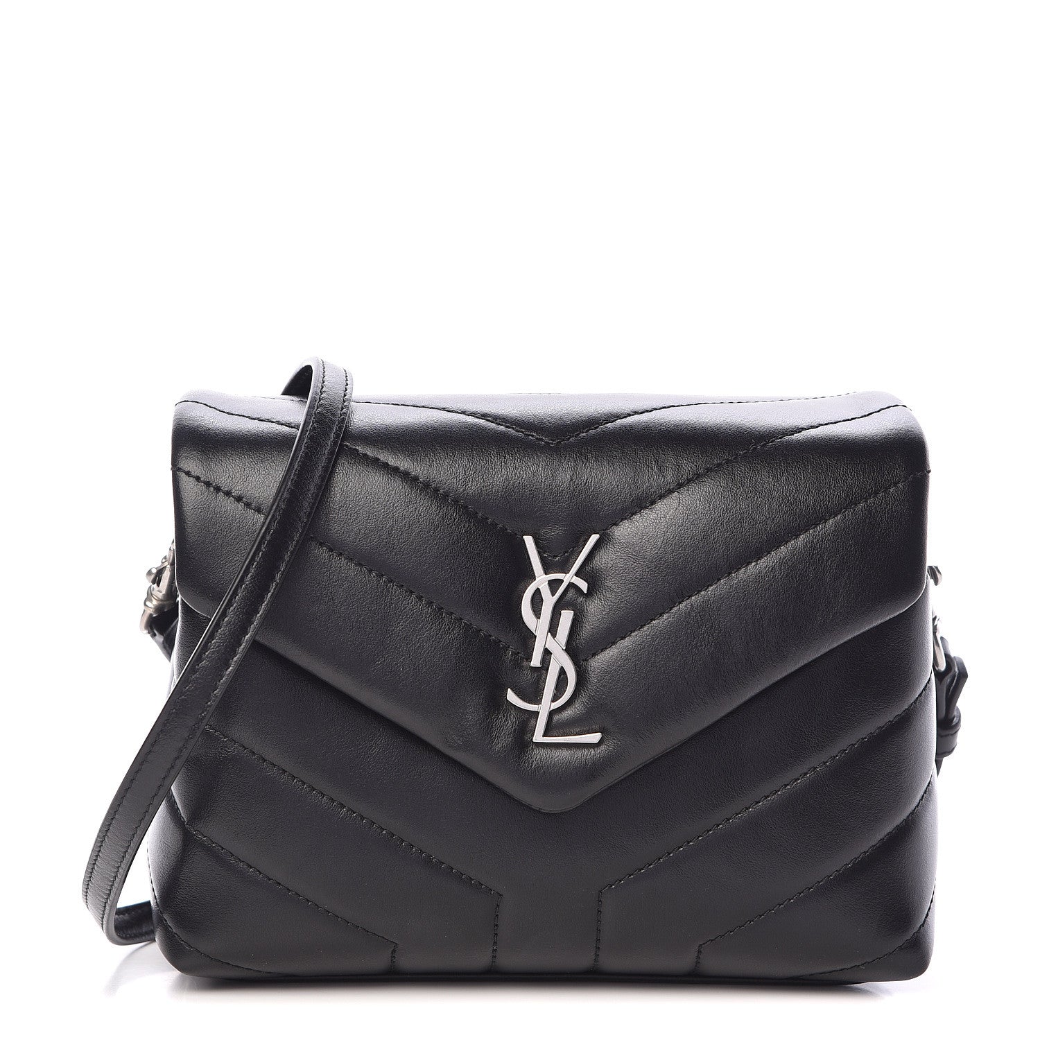 Saint Laurent Calfskin Y Quilted Monogram Toy Loulou Crossbody Bag Black 1 of 13