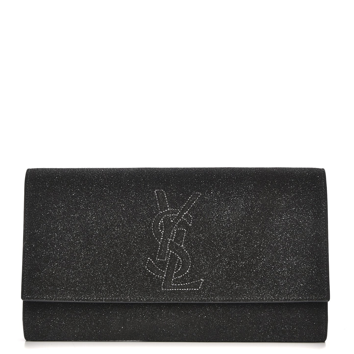 Glitter Calfskin Large Belle De Jour Clutch Black
