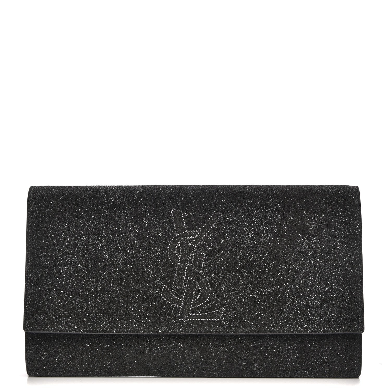 Saint Laurent Glitter Calfskin Large Belle De Jour Clutch Black 1 of 7
